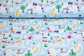 Jersey mit Eisenbahn, hellblau, 0,5 m